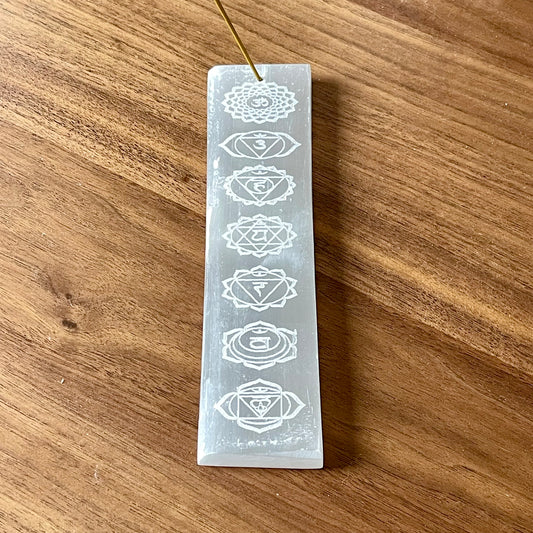 Selenite chakra incense holder